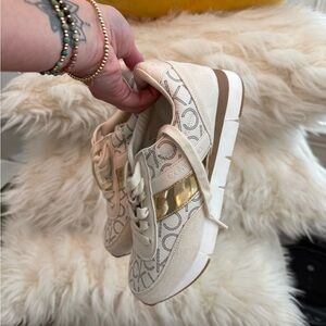 CK Logo Sneakers with Gold Accent